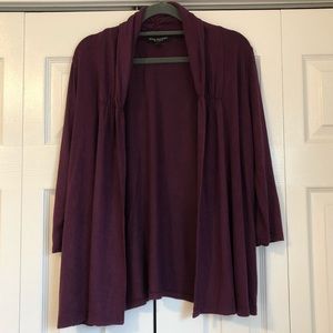 Green Envelope Drape Collar Open Purple Cardigan